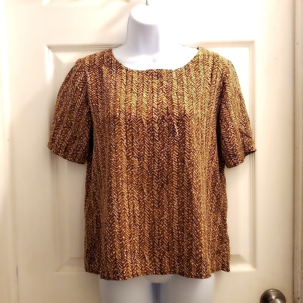 Evan Picone Petites silk s/s button-back blouse
